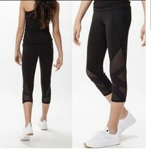 Ivivva Tight Fold On Crop Black Mesh Size 10